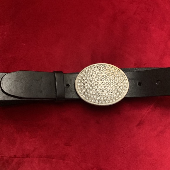Fossil leather rhinestone buckle belt - Picture 3 of 7